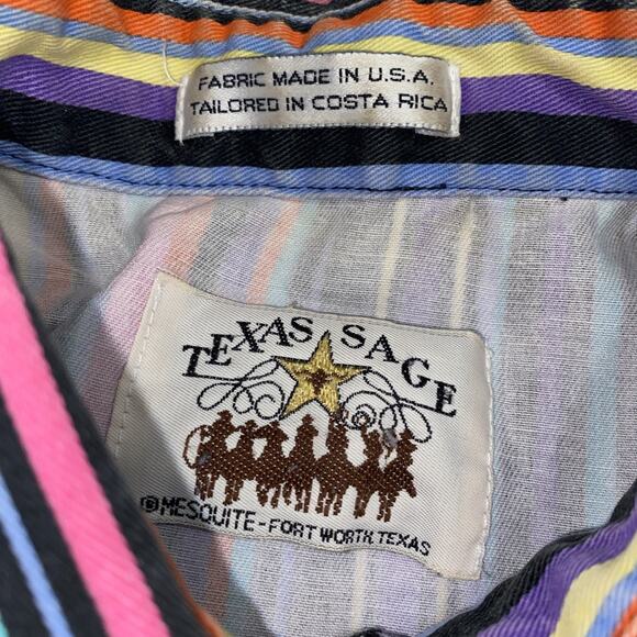 Texas Sage Men Shirt Cowboy Striped Western Vintage Medium Large - Picture 2 of 5